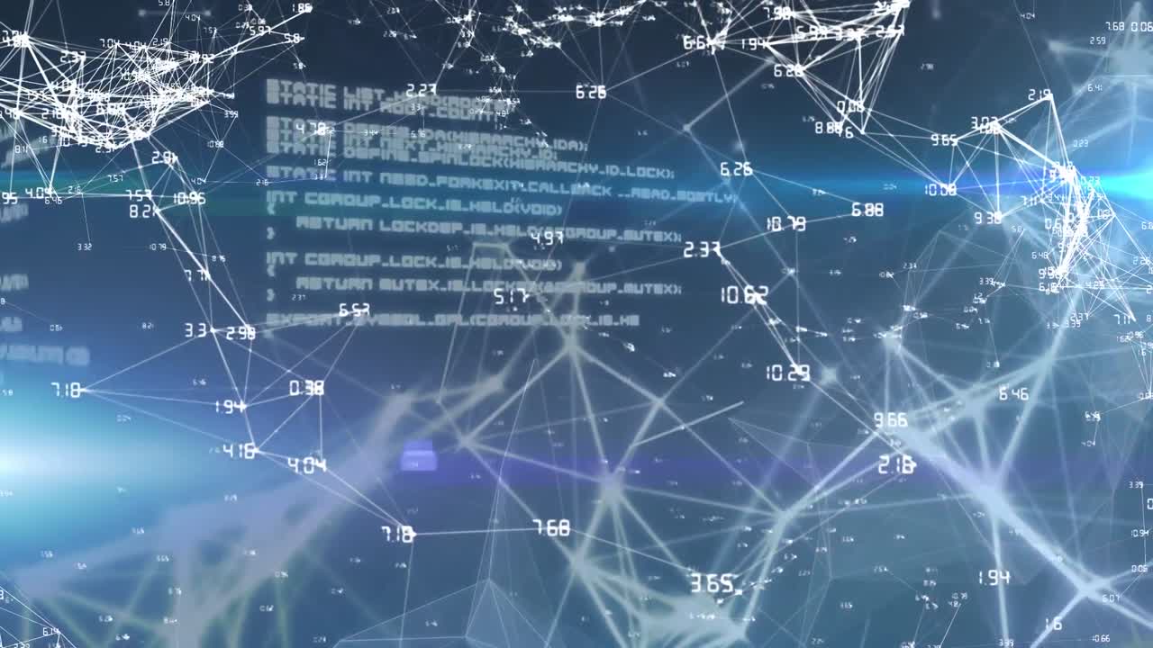 анимация световых следов по сети соединений и обработка данных