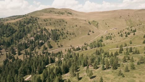 Captivating-stock-footage-showcases-a-breathtaking-reveal-of-hills-with-patches-of-forests-and-individual-trees