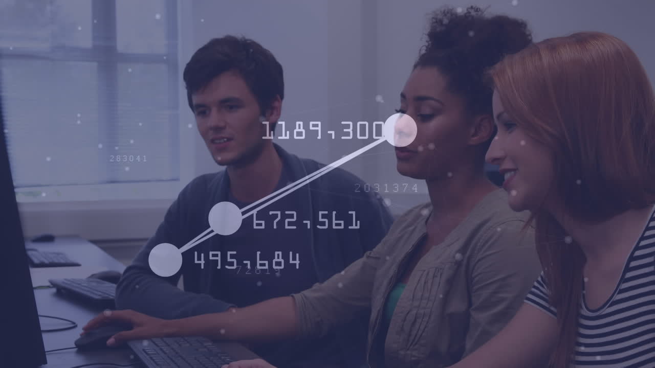 Animation of data processing over diverse students using computers