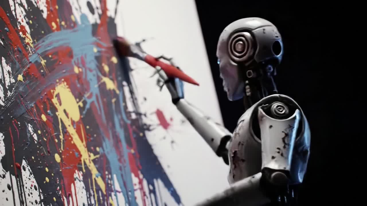 A Robot Artist Creating Abstract Art: Exploring the Intersection of Technology and Creativity Through Innovative Painting Techniques
