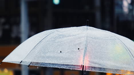People-holding-a-transparency-umbrella-on-a-rainy-day-on-a-crosswalk-background