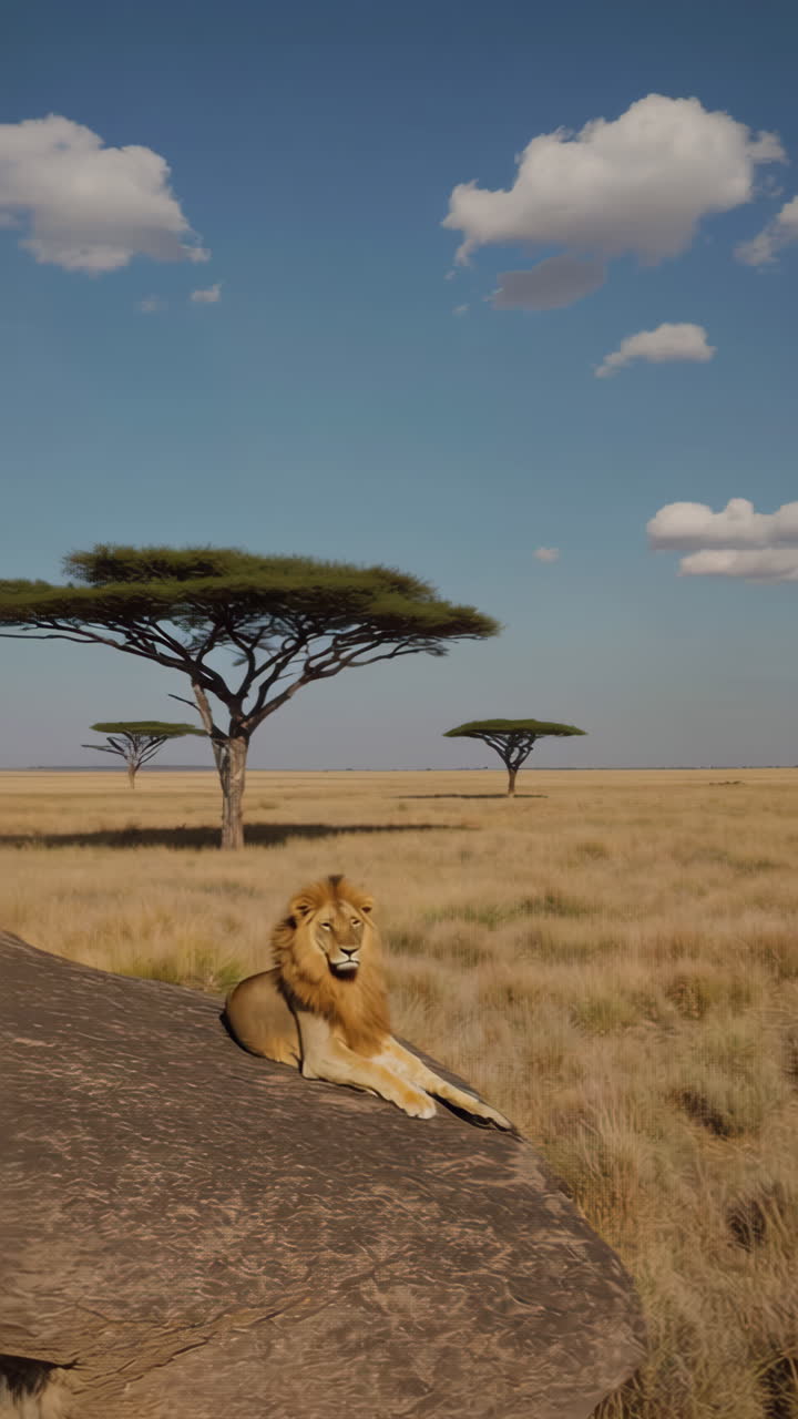 Leone nella savana africana