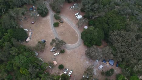 aerial view of a remote camp site in a national park located in the australian outback