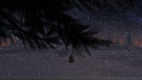 animation of snow falling over winter landscape