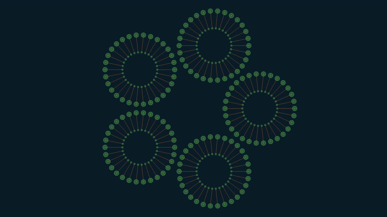 patrón de círculos de colores con puntos y líneas en degradado negro