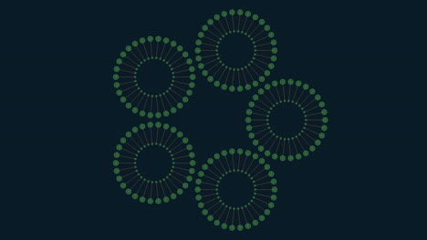 Buntes-Kreismuster-Mit-Punkten-Und-Linien-Auf-Schwarzem-Farbverlauf