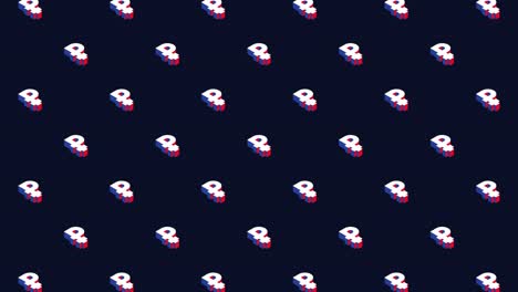 símbolos isométricos del rublo ruso en un patrón animado sobre un fondo oscuro. animación de bucle sin costuras
