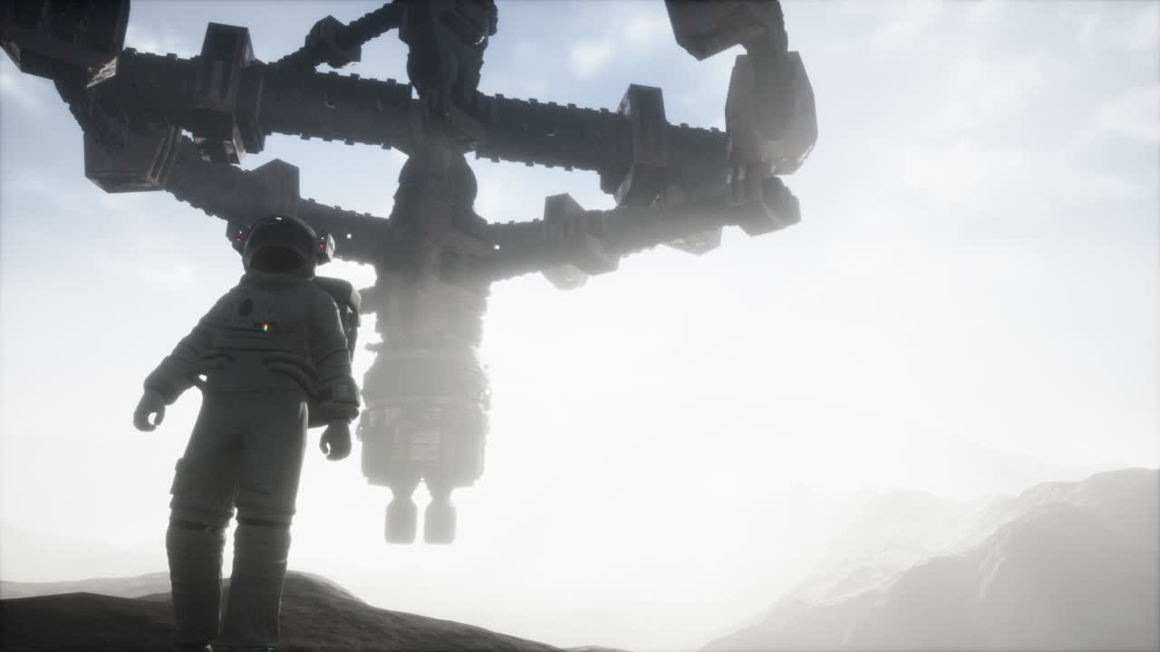 un astronauta caminando por el planeta marte.