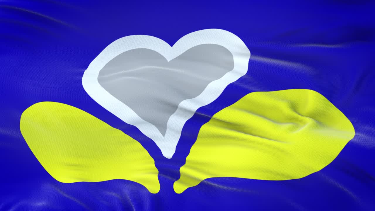 bandera de la capital de bruselas (región de bélgica) ondeando en el viento con una textura de tela muy detallada. bucle sin costuras