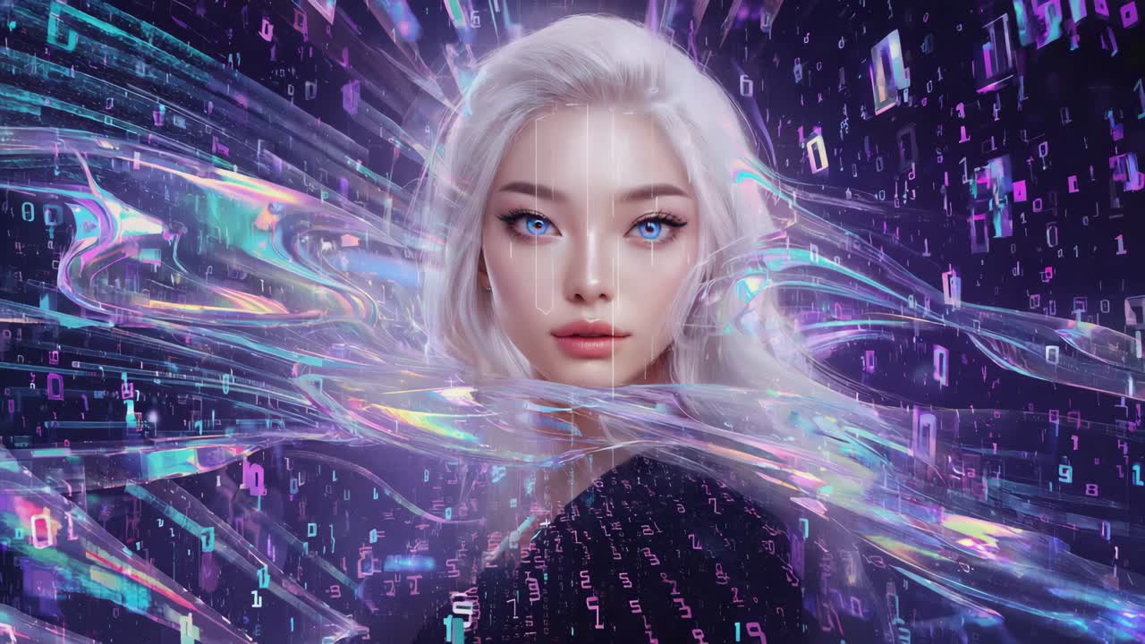 AI Portrait with Digital Binary Code