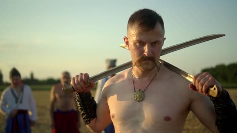 warrior's fearsome gaze. ukrainian cossack looks far 06