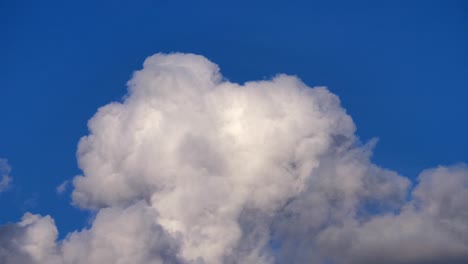 growing and moving white cumulus clouds, air convection, sunny day