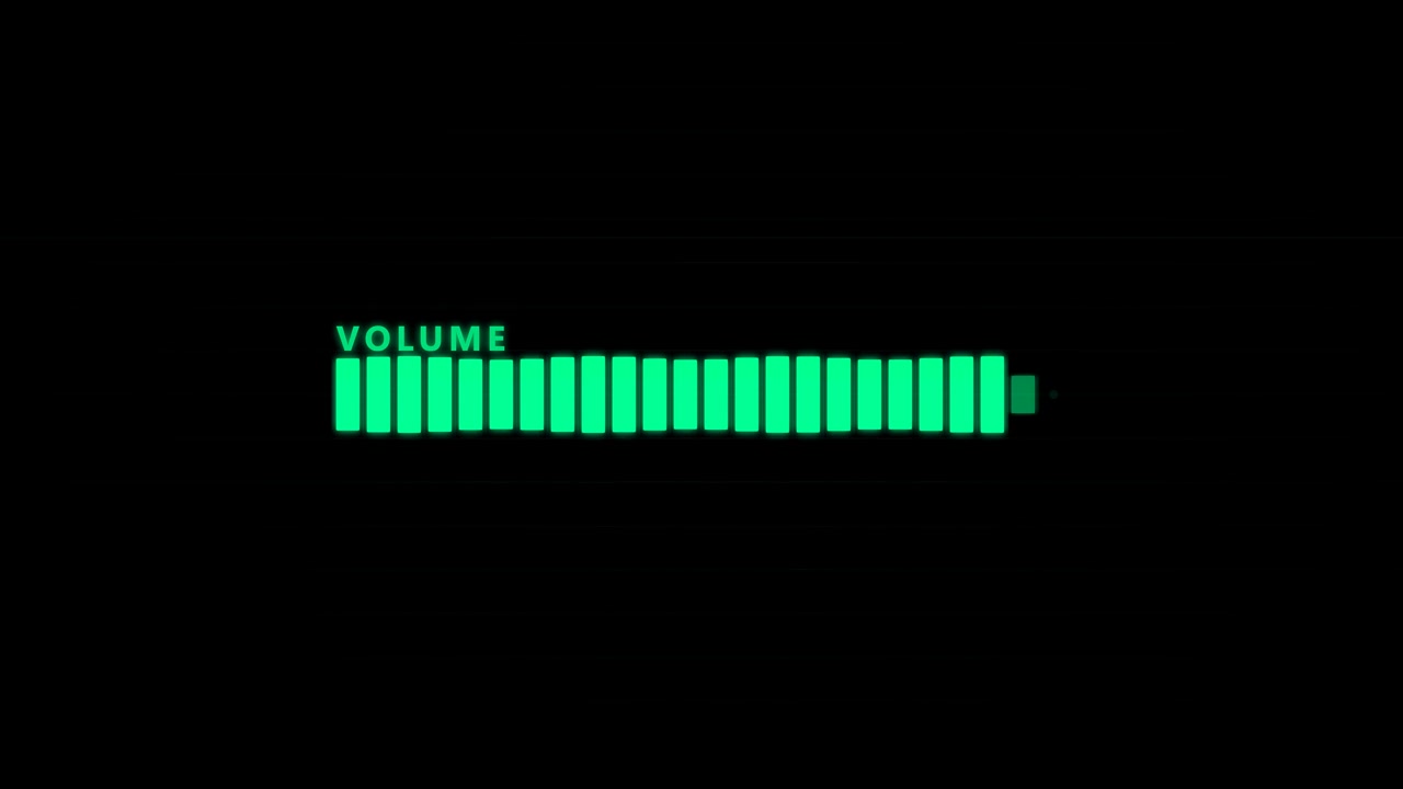 Barra indicatrice del livello del volume digitale su sfondo nero