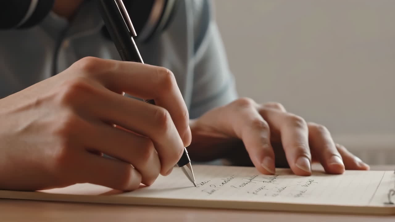 Person Writing Notes in a Notebook