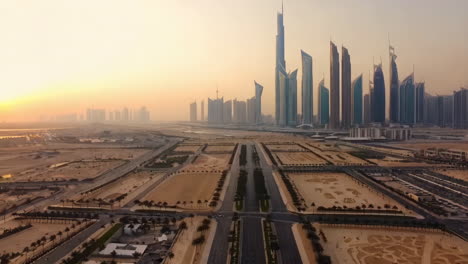 dubai skyline at sunrise