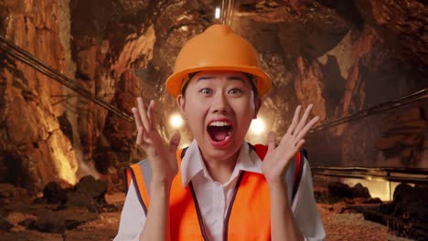 surprised miner in a cave