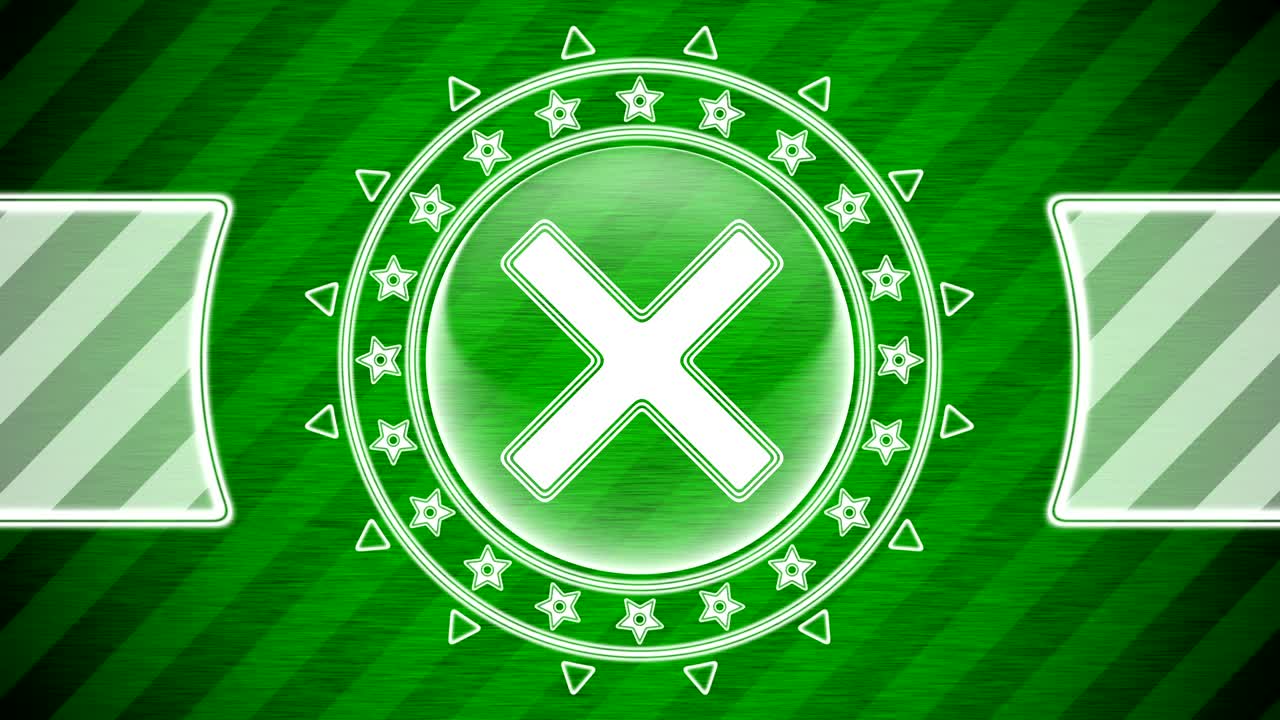 원 모양의 아이콘과 녹색 줄무 바탕에 오류가 있습니다.