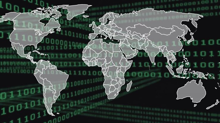 Animation of data processing over world map