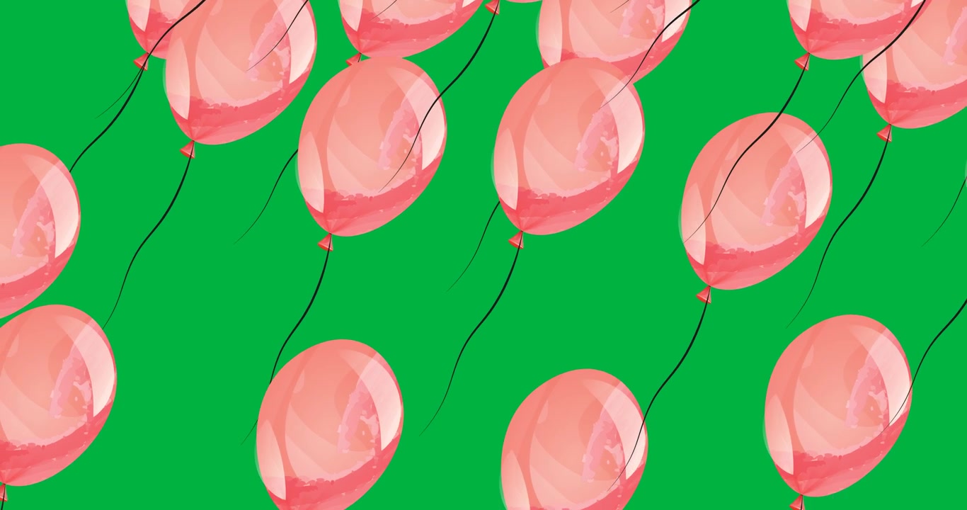 Animazione digitale di palloncini rosa multipli che fluttuano su sfondo nero