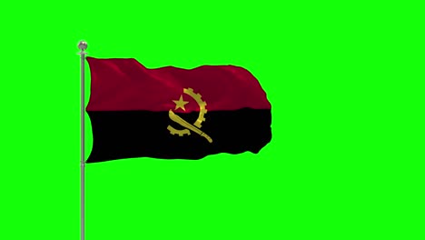 angola  3d illustration of the waving flag on a pole with  chroma key