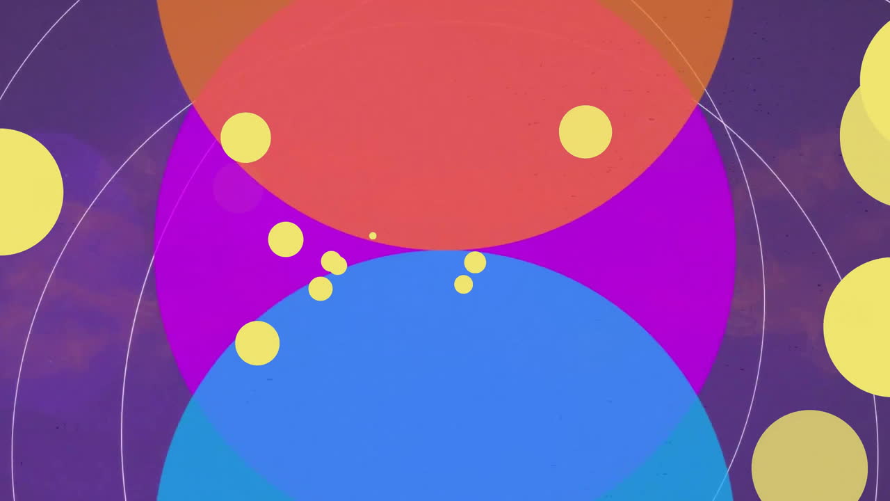 animación de círculos y líneas vibrantes patrón sobre fondo púrpura