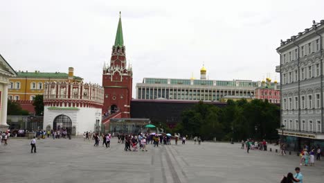 moscow kremlin square in front of troitskaya tower in russia