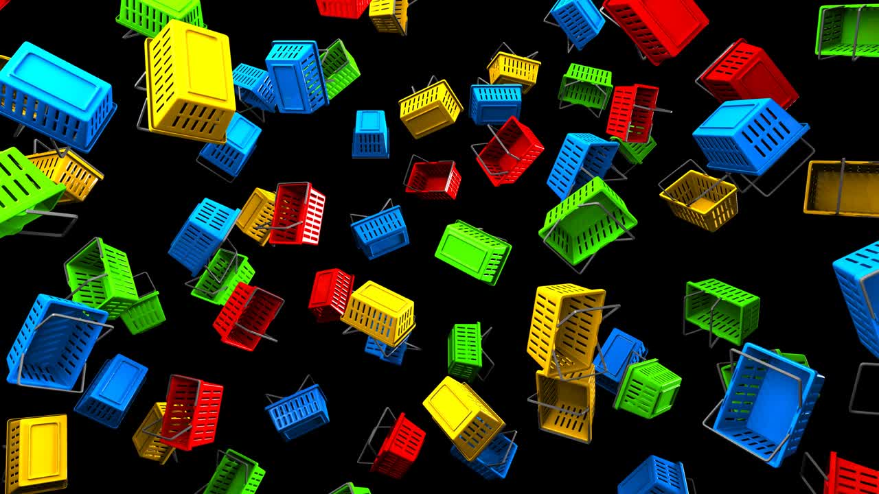 cestas de compras en fondo negro