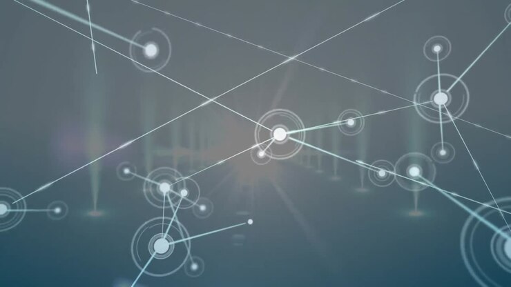 Animation of rows of spotlights and network of connections