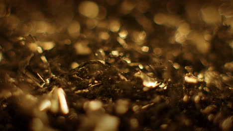 golden color metal fillings in macro