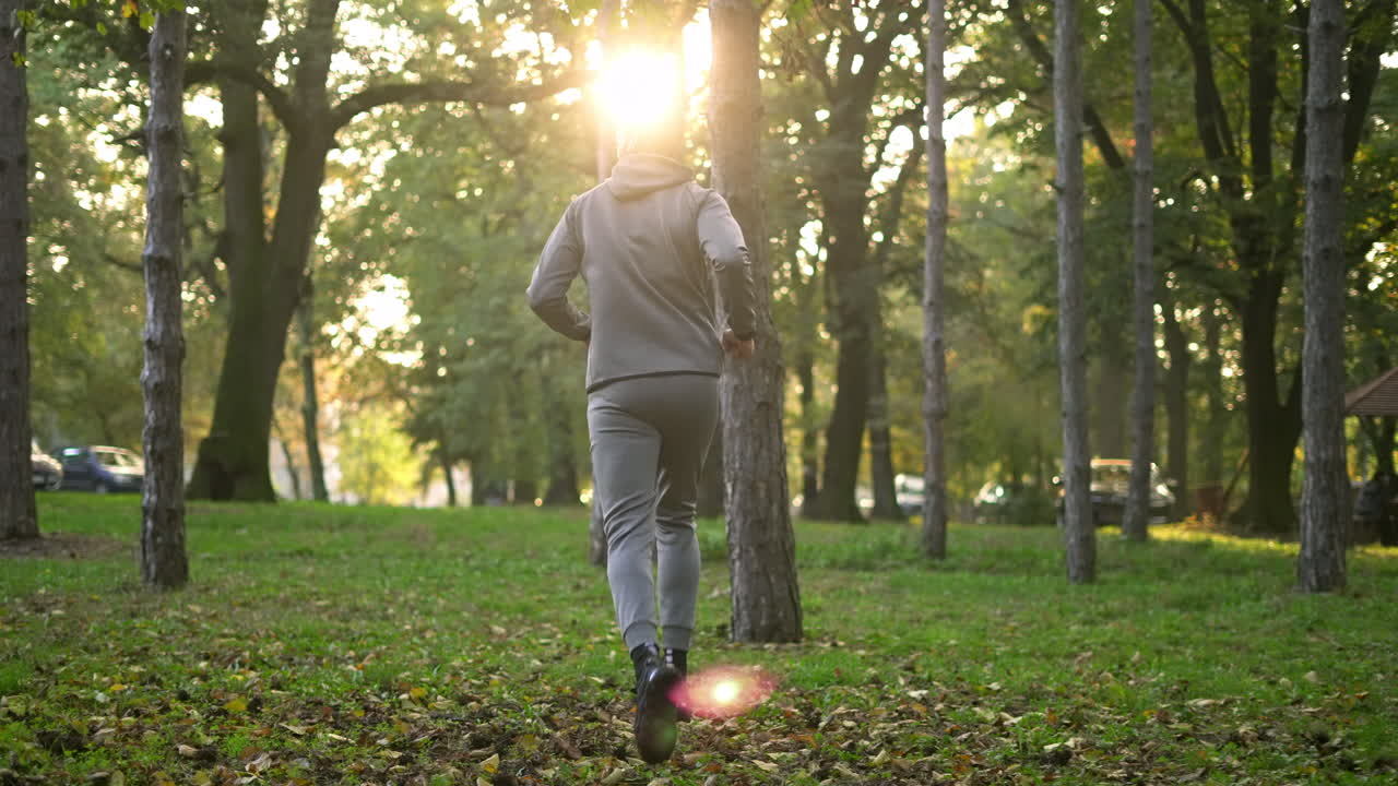 Man running in a park or forest