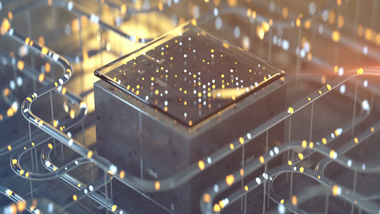 공상과학 기술 구조 시엄리스 루프 3d 렌더링 애니메이션