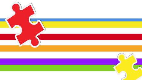 animación de un rompecabezas colorido en el fondo del arco iris
