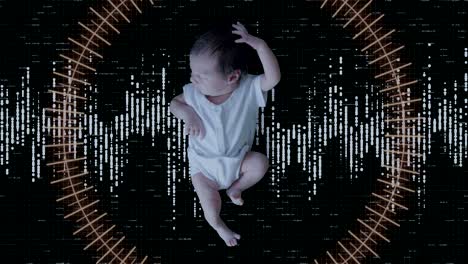 futursitic biometric scan of a newborn baby girl.