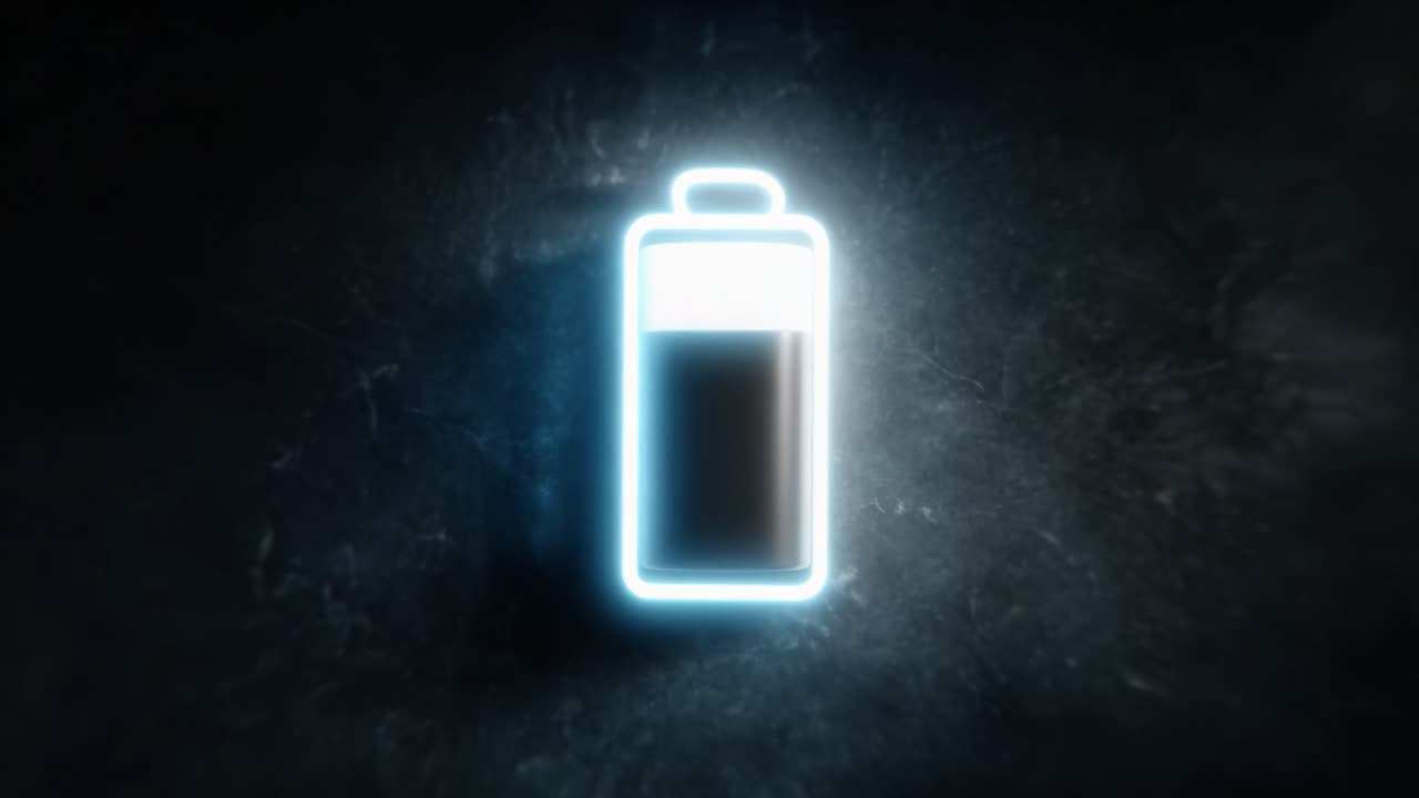 A Glowing Battery Icon Emerging from Darkness, Symbolizing Energy and Power in a Futuristic Digital Setting, Highlighting Its Functionality and Significance