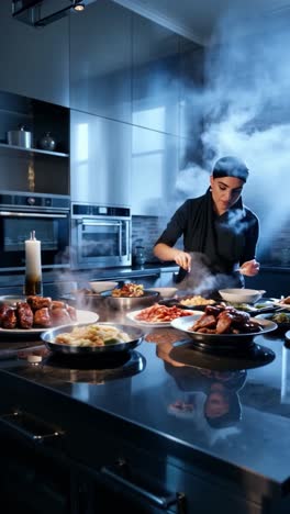 chef preparing meals in modern kitchen