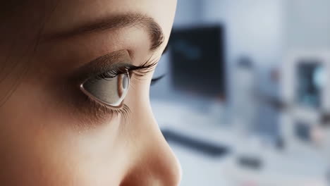close-up of a human eye in profile