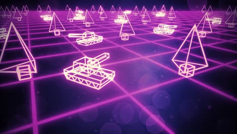 juego retro de los años 80 tanques vhs cinta de video guerra batalla vectorial arcade tron wireframe 4k