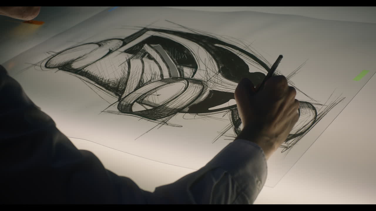 Person Sketching a Car Design