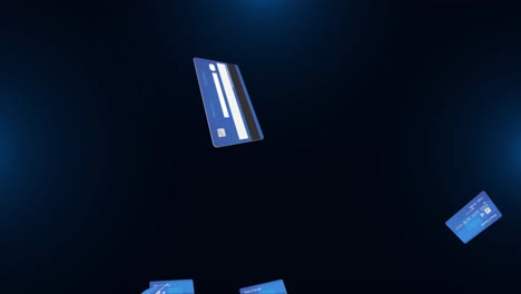 video motion graphic animation credit card falling down black background online payment cash