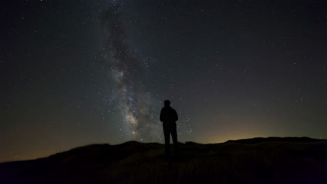 silhouette of a person under the milky way