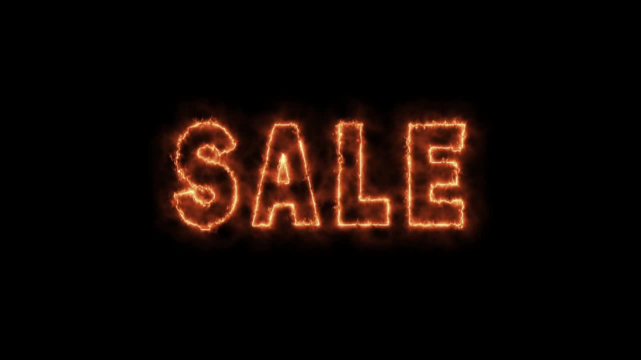 Sale text. Fire effect. Special offers. Sales and Discounts. 4K video