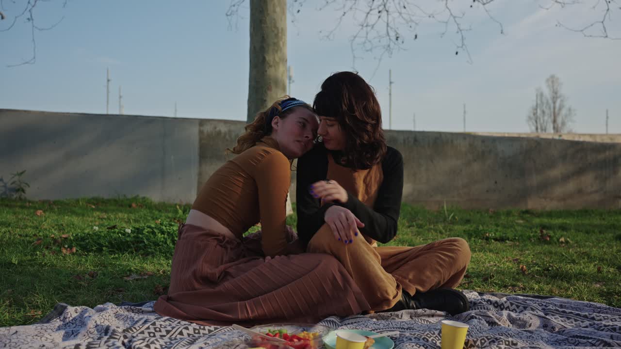 A couple enjoying a picnic in the park