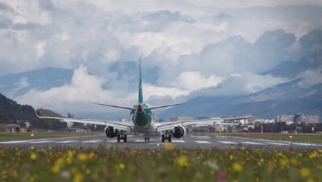 airplane takeoff in mountainous area