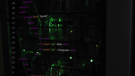 Animación-Del-Procesamiento-De-Datos-Frente-Al-Primer-Plano-De-Un-Servidor-Informático.