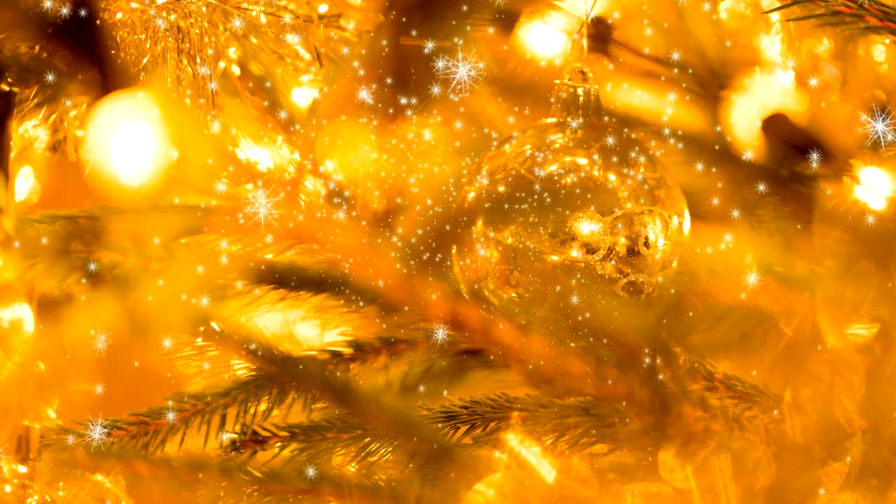 노란색 크리스마스 스노우플레이크와 함께 질없는 루프 배경