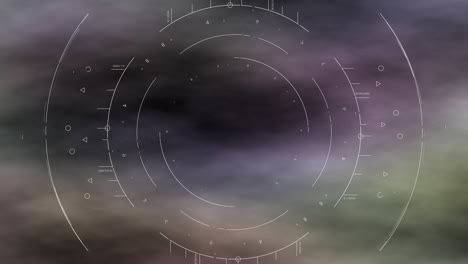 una pantalla futurista que escanea la superficie nebulosa del planeta