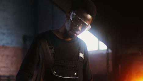 blacksmith working in a workshop