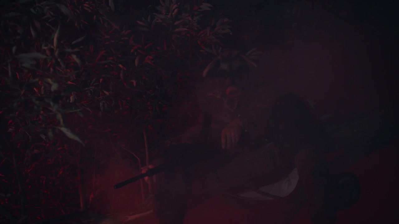 Soldier in the night forest