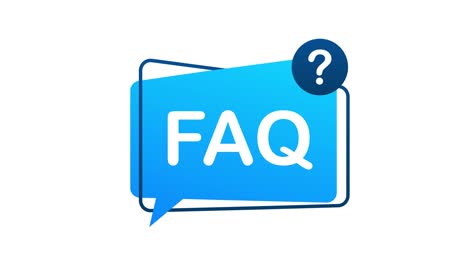 frequently asked questions faq banner. computer with question icons. motion graphics.