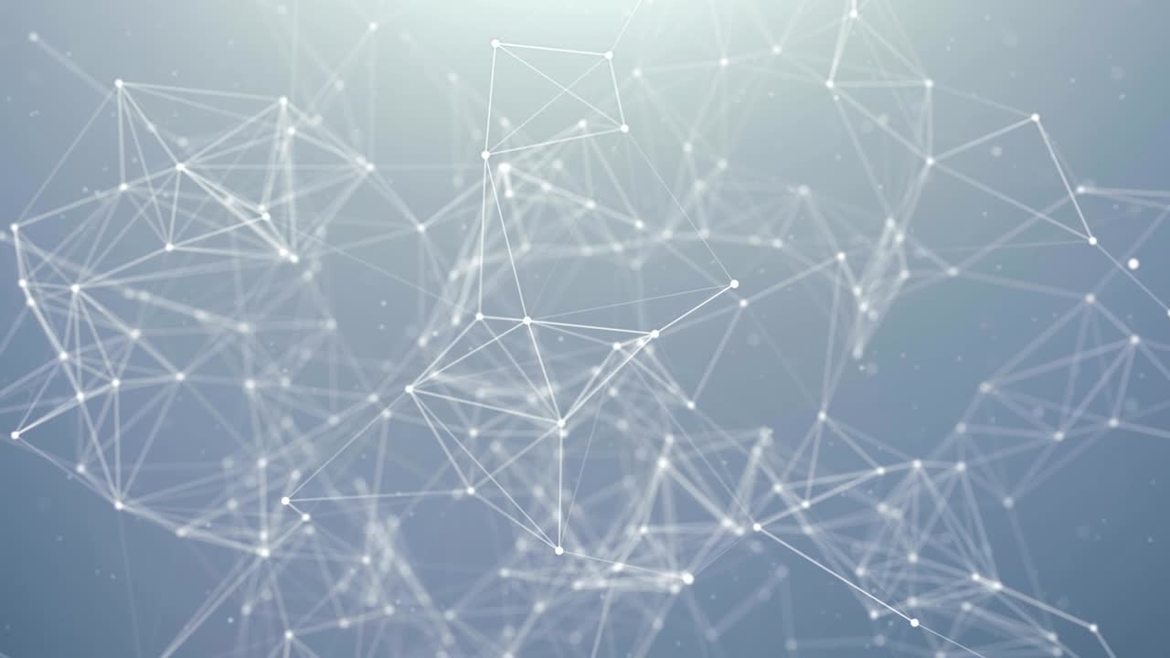 Abstract Digital Concept of Geometrical Figures: Polygon Plexus Fractals Moving, Connecting Particles. Triangular Technological Concept Seamless Loop Background Animation